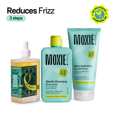 Buy Moxie Beauty The Power Champi Routine - Shampoo (200 ml) , Conditioner (175 ml) & Hair Oil (100 ml) Combo of 3-Purplle