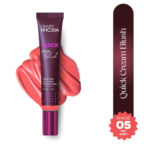 Buy Hilary Rhoda Quick Cream Blush | Highly Pigmented & Dewy Finish | Long-Lasting | Buildable Coverage | Weightless & Easy to Apply | Cream Blush | 20 ml (Red Alert - Shade 05)-Purplle