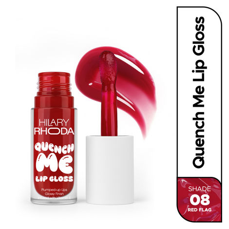 Buy Hilary Rhoda Quench Me Lip Gloss | Clear & tinted lip gloss | Nourishing & Hydrating | Sheer Coverage | Lip Gloss for Women | High Shine | Lightweight & Non-Sticky - 4 ml (Red Flag - Shade 08)-Purplle