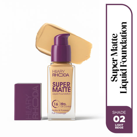 Buy Hilary Rhoda Super Matte Liquid Foundation with Spf 20 | Matte & Poreless Finish | Waterproof & Transfer-Proof Foundation | Full Coverage & Long Lasting | 16hrs. Oil control - 35 ml (Light Beige - Shade 02)-Purplle
