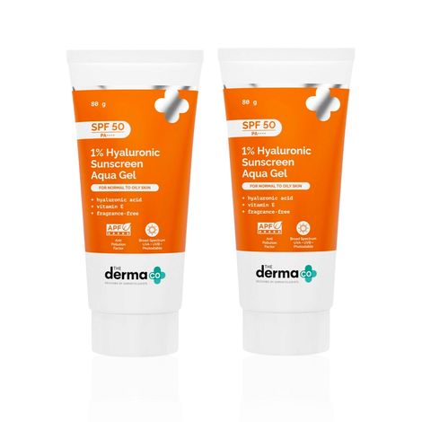 Buy The Derma Co. 1% Hyaluronic Sunscreen Aqua Gel with SPF 50 & PA++++ for Broad Spectrum & Blue Light Protection - 80 gm (Pack of 2)-Purplle