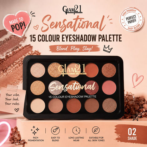 Buy Glam 21 Sensational Eyeshadow Palette 15 Colors | Shade-02 - 17.5 gm-Purplle