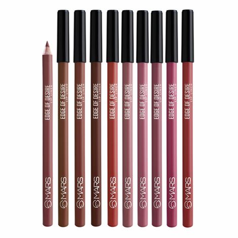 Buy MARS Edge of Desire Matte Lip Liner Set of 10 | One Swipe Smooth Application | Long Lasting & Travel Friendly Lip Pencil | Multicolor (Set-B) (1.4 gm x 10)-Purplle