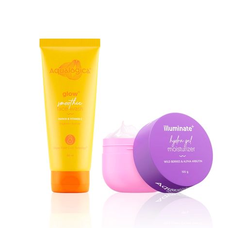Buy Aqualogica Glow & Illuminate Cleanse & Hydration Combo (Glow+ Smoothie Face Wash – 100 ml + Illuminate+ Hydra Gel Moisturizer – 100 gm) Combo of 2-Purplle