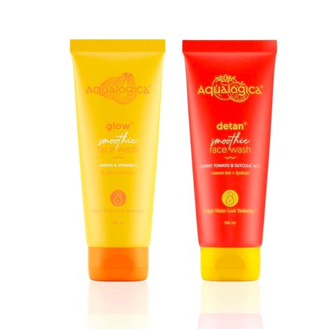 Buy Aqualogica Glow & Detan Face Wash Combo (Glow+ Smoothie Face Wash – 100 ml + Detan+ Smoothie Face Wash – 100 ml) Combo of 2-Purplle