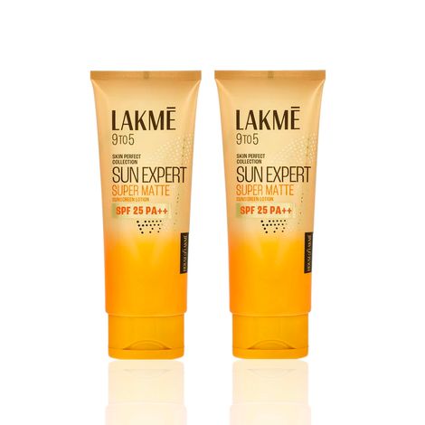 Buy Lakme Sun Expert SPF 25 PA++ Super Matte Lotion Sunscreen Lightweight Non Sticky 50 ml (Pack of 2)-Purplle