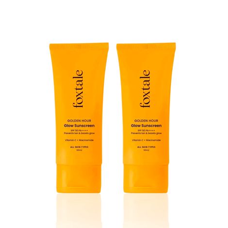 Buy Foxtale Glow Sunscreen SPF 50 PA Lightweight with Vitamin C and Niacinamide 50 ml Pack of 2-Purplle