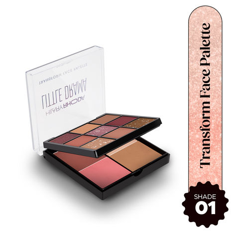 Buy Hilary Rhoda Transform Face Palette | 9 Eyeshadows | 2 Blushes | Highlighter & Contour | Highly Pigmented | Available in 2 Variants | Matte & Shimmer Finish | All-in-One Kit | 18 gm (Soft Glam - Shade 01)-Purplle