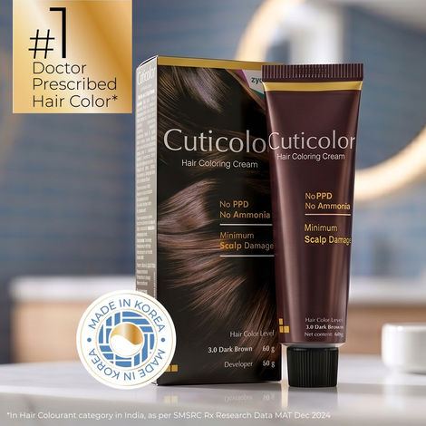 Buy Cuticolor Permanent Hair Color Cream, Long Lasting With The Goodness Of Olive Oil 60 gm (New Pack) No PPD, No Ammonia - Dark Brown | Pack of 1-Purplle