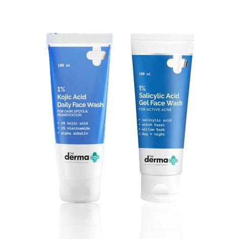 Buy The Derma Co. Acne Control & Brightening Face Wash Combo (1% Salicylic Acid Gel Face Wash – 100 ml + 1% Kojic Acid Face Wash – 100 ml) Combo of 2-Purplle