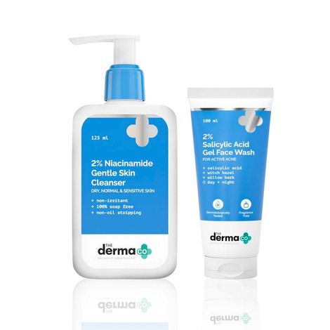 Buy The Derma Co. Oil Control & Gentle Cleanse Face Wash Combo (2% Salicylic Acid Gel Face Wash – 100 ml + 2% Niacinamide Gentle Skin Cleanser – 125 ml) Combo of 2-Purplle