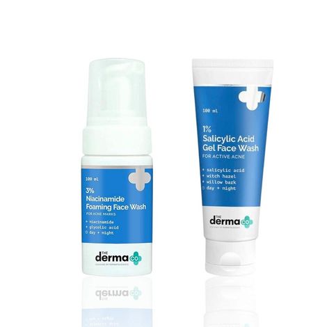 Buy The Derma Co. Acne Control & Marks Care Face Wash Combo (1% Salicylic Acid Gel Face Wash – 100 ml + 3% Niacinamide Foaming Face Wash – 100 ml) Combo of 2-Purplle