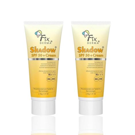 Buy Fixderma Shadow Skin Care Essentials | SPF 50+ PA+++ Cream Sunscreen for Dry Skin | Broad Spectrum UVA & UVB Protection | Non Greasy & Water Resistant | For Women & Men | (40 gm + 40 gm) Pack of 2-Purplle