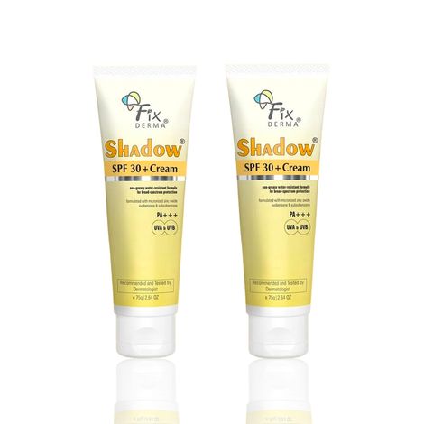 Buy Fixderma Shadow Moisture Guard Kit | SPF 30+ Cream Sunscreen for Dry Skin | Broad Spectrum UVA & UVB Protection | Non Greasy & Water Resistant | For Body & Face | For Women & Men | (75 gm + 75 gm) Pack of 2-Purplle