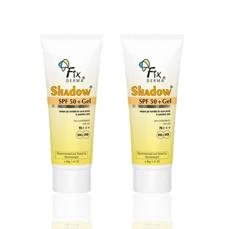 Buy Fixderma Shadow Sun Shield Combo | SPF 50+ PA+++ Gel Sunscreen for UVA & UVB Protection | Broad Spectrum, Non Greasy & Water Resistant | For Women & Men | (40 gm + 40 gm) Pack of 2-Purplle