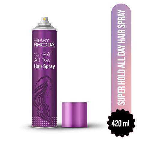 Buy Hilary Rhoda Super Hold All Day Hair Spray | Lasts All Day Long & Ultra Strong Hold | No Residue & Sweat-Proof Hair Spray | 420 ml-Purplle