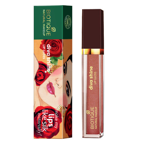 Buy Biotique Natural Makeup Diva Shine Lip Gloss (Naughty Nude)(3 ml)-Purplle
