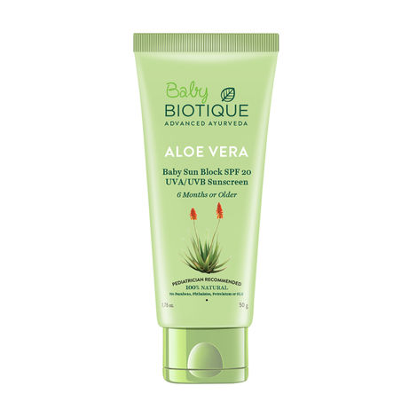 Buy Biotique Bio Aloe Vera Baby Sun Block SPF 20 UVA/UVB Sunscreen (50 gm)-Purplle
