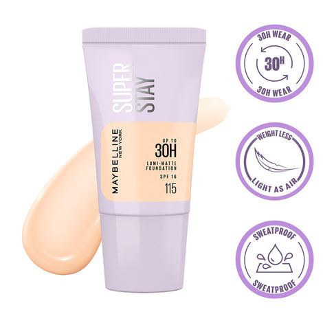 Buy Maybelline New York Super Stay Lumi-Matte Foundation- 115, 30H longwear, Lightweight, Suitable for all Skin Types, Soft Glow, Buildable Coverage, 18 gm-Purplle
