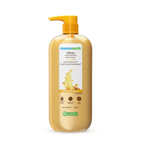 Buy Mamaearth Ubtan Moisturizing Body Wash with Turmeric & Comforting Sandalwood Scent for Tan Removal 500 ml | Intensely Moisturizes | Long Lasting Fragrance | Mild Exfoliation | All Skin Types | Soft & Smooth Skin-Purplle