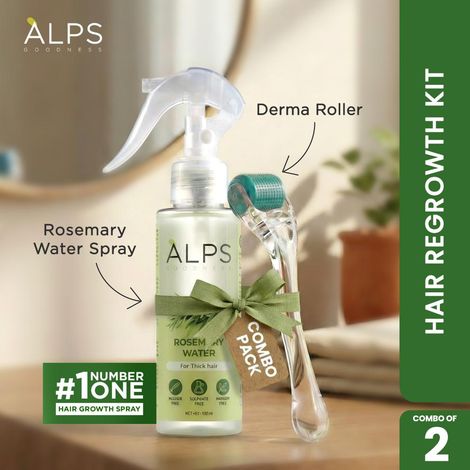 Buy Alps Goodness Hair Regrowth Kit | Rosemary Water (100 ml) + 0.5 mm Derma Roller with 540 Titanium Alloy Needles | Promotes Hair Growth & Reduces Hairfall | Safe & Effective Use (Combo of 2)-Purplle