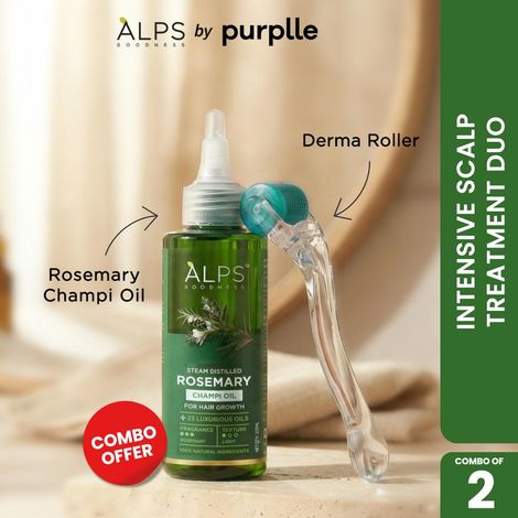 Buy Alps Goodness Intensive Scalp Treatment Duo | 5% Rosemary Hair Oil (105 ml) + 0.5 mm Derma Roller | Hair Growth & Hairfall Control (Combo of 2)-Purplle
