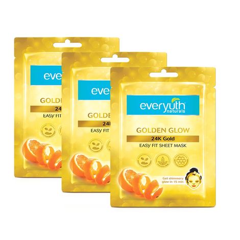 Buy Everyuth Naturals Golden Glow 24K Gold Sheet Mask (Pack of 3)-Purplle