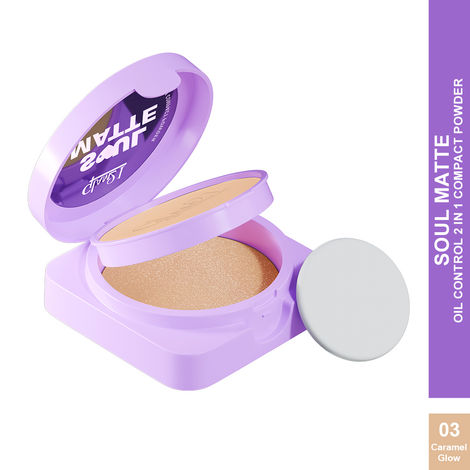 Buy Glam 21 Soul Matte Oil Control 2 in 1 Compact Powder | Matte & Shimmer Shades | Air Light Formula & Stay Upto 10 hrs | Rich With Hyaluronic Acid, Squalane & Mango Butter |SPF20 |18 gm- Caramel Glow 03-Purplle