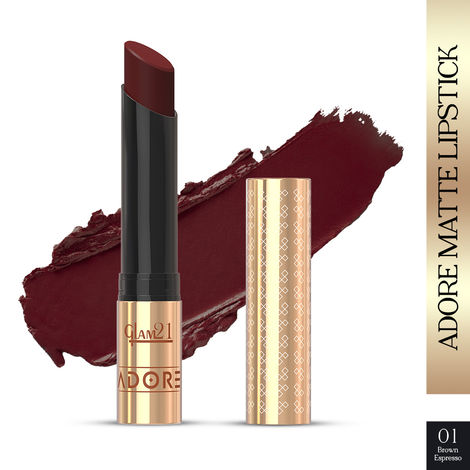 Buy Glam 21 Adore Creamy Matte Lipstick for Women, 3.5 gm | Smudge & Transfer Proof | Intense Color & Bold Finish | Smooth & Light Weight | Up to 12H |Brown Espresso-Purplle