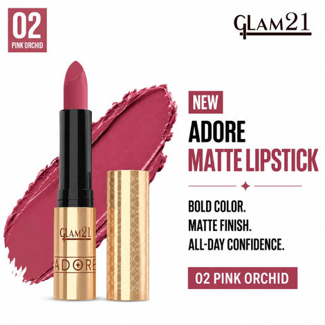 Buy Glam 21 Adore Creamy Matte Lipstick for Women, 3.5 gm | Smudge & Transfer Proof | Intense Color & Bold Finish | Smooth & Light Weight | Up to 12H|Pink Orchid-Purplle