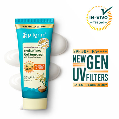 Buy Pilgrim 5% Niacinamide Hydra Glow Gel Sunscreen SPF 50+ PA++++ In-Vivo tested & New Gen UV filter - 50 ml-Purplle