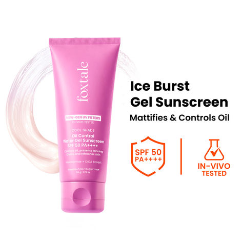 Buy Foxtale In-Vivo Tested Lightweight Aqua-Gel Sunscreen for Oily Skin | SPF 50 PA++++ (50 gm)-Purplle