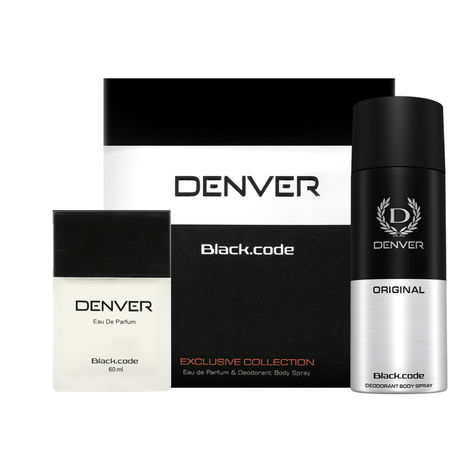Buy Denver Black Code Gift Pack Set - Deodorant (150 ml) + Perfume (60 ml) | Fresh, Aerosol | Long Lasting Deo Perfume Scent For Men-Purplle