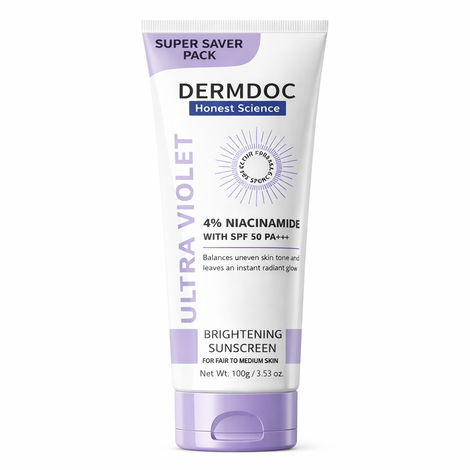 Buy Dermdoc 4% Niacinamide Ultra Violet Brightening Sunscreen With Spf 50 100 gm-Purplle