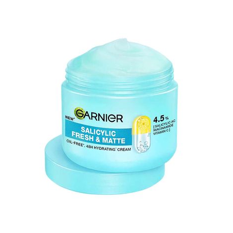 Buy Garnier Fresh & Matte Salicylic Acid Moisturizer Cream, 4.5% Salicylic Acid + Niacinamide + Vitamin C, 9x Lighter Texture, For Hydration & Oil Control, Suitable for Oily to Normal and Combination Skin, 90 ml-Purplle