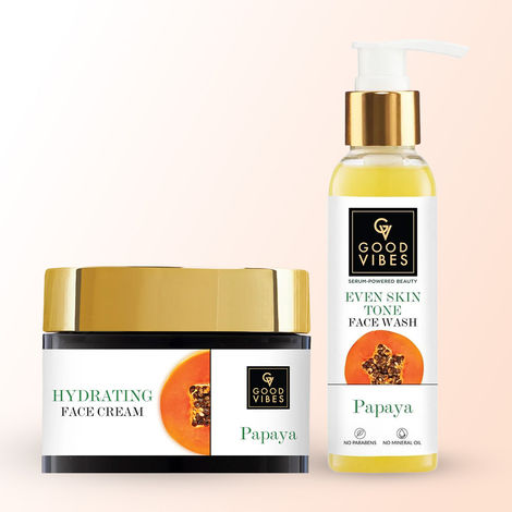 Buy Good Vibes Glow Boost Combo (Papaya Brightening Even Skin Tone Face Wash-120 ml + Papaya Hydrating Face Cream-50 gm) Combo of 2-Purplle