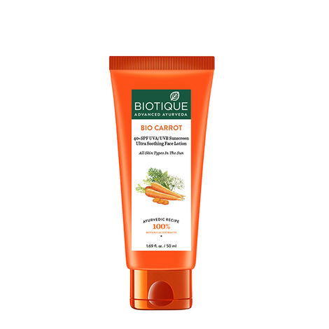 Buy Biotique Bio Carrot Ultra Soothing Face Lotion 40+ SPF UVA/UVB Sunscreen (50 ml)-Purplle
