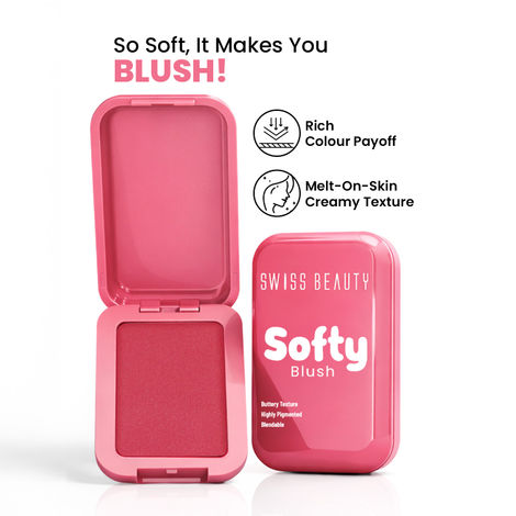 Buy Swiss Beauty Softy Blush | Buttery Texture | Blendable | Highly Pigmented - 7 gm, Strawberry-Purplle