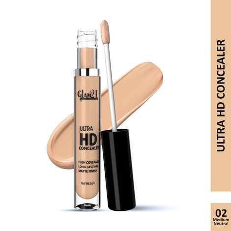 Buy Glam 21 Ultra HD Liquid Concealer for HD Finish | Non-sticky Long-lasting Matte Finish | | Easy-gliding Applicator | Hide Pores, Skin Acne, Scars, Blemishes | 5 gm,Medium Neutral-Purplle