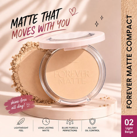 Buy Glam 21 Forever Matte Compact |HD Matte Finish| Evens Out Complexion | Hides Imperfections |Stays up to 12 hrs | Lightweight formula | Sweat Proof - Light Beige 9 gm-Purplle