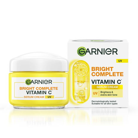 Buy Garnier Skin Naturals Bright Complete Vitamin C Serum UV Cream, Vitamin C Day Cream for Sun Protection and Skin Brightening - Suitable For all Skin Types, 45 gm-Purplle