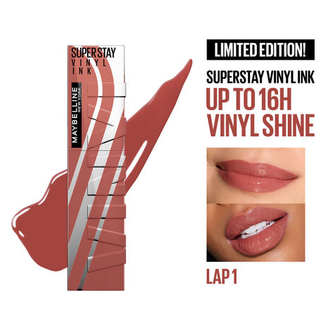 Buy Maybelline Super Stay Vinyl Ink High Shine Racing Liquid Lipstick | 16HR Transferproof | Helmet-proof, Wind-proof, Sweat-proof - Lap 1, 4.2 gm-Purplle