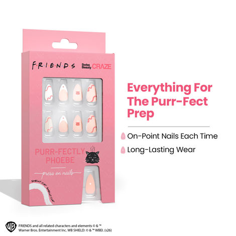 Buy Swiss Beauty Craze Purr-Fectly Phoebe Press On Nails | High-Quality | Pack of 24 Nails | Reusable | Easy To Use-Purplle