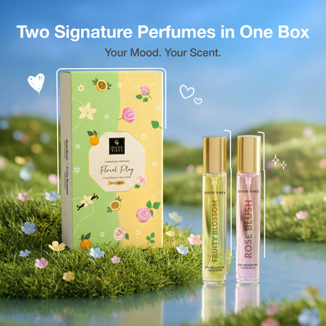 Buy Good Vibes Floral Play Signature Perfume Duo Gift Set | Fruity Blossom & Rose Blush Eau De Parfum | Long Lasting Mini Perfume Duo | Travel Size Fragrance Combo | Up to 10 Hours Wear | For Women | 15 ml x 2, Pack of 2-Purplle