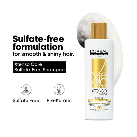Buy L'Oreal Professionnel Xtenso Care Sulfate-free Shampoo|For all hair types|Gently cleanses, controls frizz and adds shine|With Keratin Repair (250 ml)-Purplle