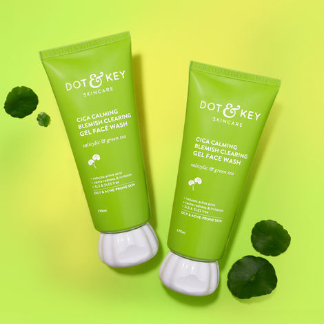 Buy Dot & Key Cica 2% Salicylic Acid Face Wash for Oily, Acne Prone Skin, With Green Tea I Acne Clearing Sulphate Free Face Wash for Men & Women | 175 ml - Pack of 2-Purplle