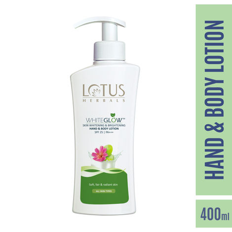 Buy Lotus Herbals Whiteglow Skin Whitening & Brightening Hand & Body Lotion with SPF25 and PA+++ | For All SKin Types | 400ml-Purplle