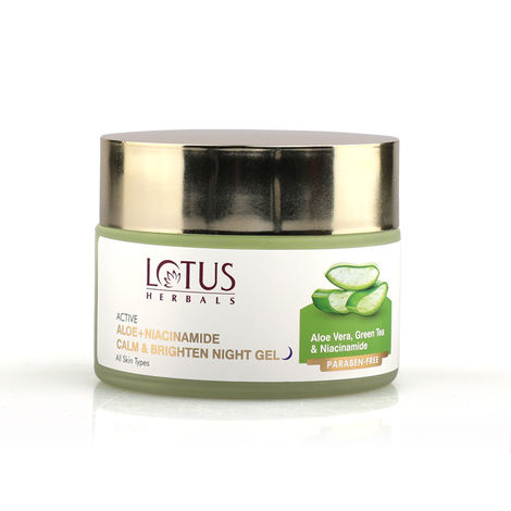 Buy Lotus Herbals Active Aloe + Niacinamide Calm & Brighten Night Gel|Paraben Free| All Skin Types|50gm-Purplle