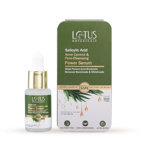 Buy Lotus Botanicals Salicylic Acid & Tea Tree Acne Control & Pore Cleansing Power Serum | All Skin type|Paraben & Sulphate Free| 14ml-Purplle