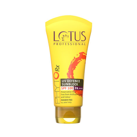 Buy Lotus Professional PhytoRx UV Defence Sunblock | SPF 100 | PA+++ | Nongreasy & Lightweight | Preservative Free | 50g-Purplle